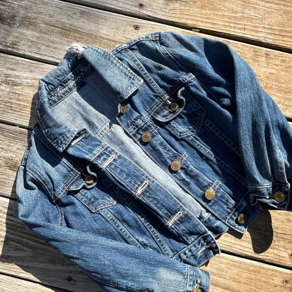 Y2K Womens American Eagle Blue Denim Jacket - Picture 7 of 7